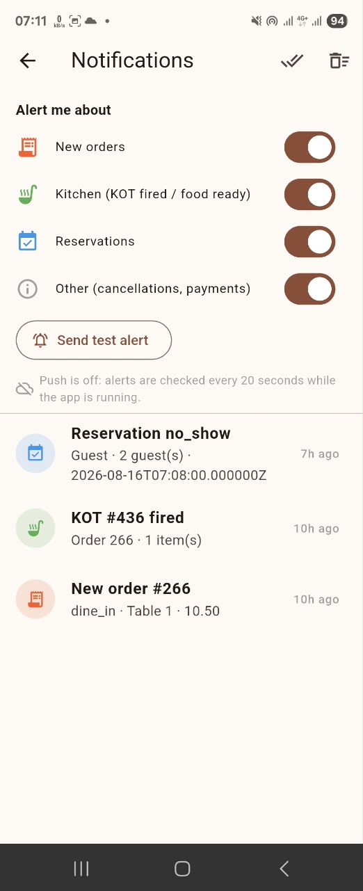 Table & Reservations