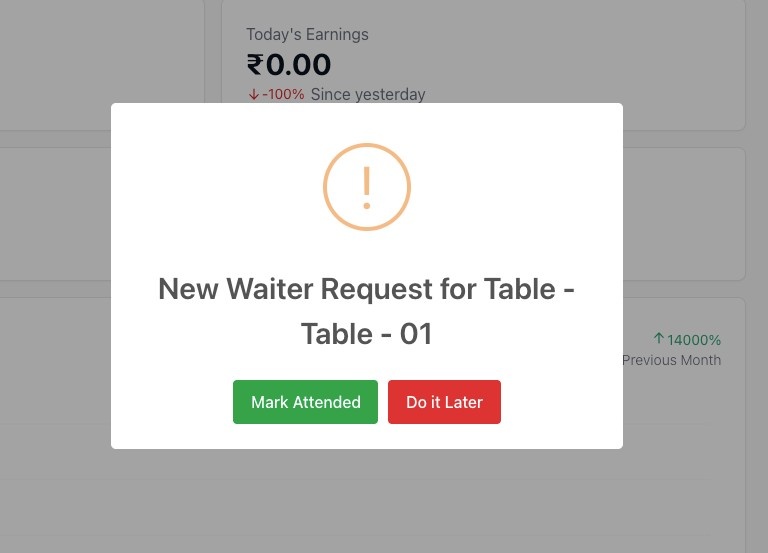 Waiter Calling Dashboard
